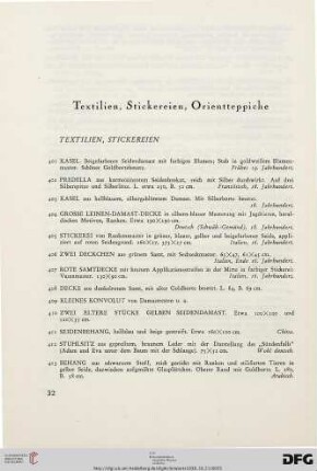 Textilien, Stickereien, Orientteppiche (Nr. 401-504)