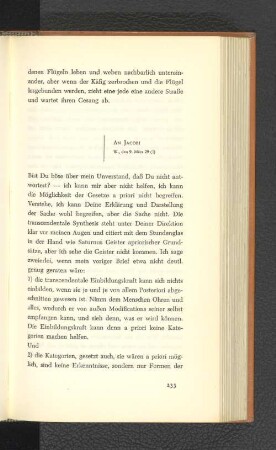 An Jacobi Wandsbeck, den 9. März 29 (I)