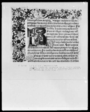 Missale mit Kalendarium aus Kloster Kaisheim — Buchseite mit historisierter Initiale und Bordüre, Folio 153recto