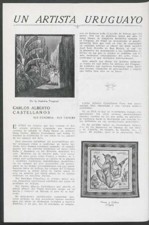Un artista uruguayo : Carlos Alberto Castellanos - Sus cuadros - Sus tapices