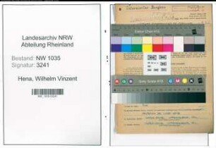 Entnazifizierung Wilhelm Vinzent Hena , geb. 02.01.1918 (Bergmann)