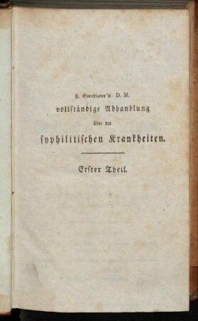 1: Von den Wirkungen des syphilitischen Gifts auf die Zeugungstheile
