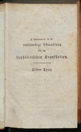 1: Von den Wirkungen des syphilitischen Gifts auf die Zeugungstheile