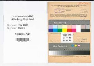 Entnazifizierung Karl Faenger, geb. 07.07.1911 (Elektromonteur)