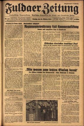 Ausgabe vom Freitag, den 21. Oktober 1938.