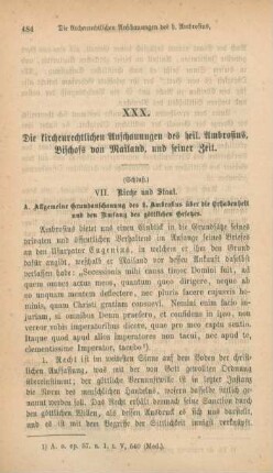 484-511 Die kirchenrechtlichen Anschauungen des heiligen Ambrosius, Bischofs von Mailand, und seiner Zeit : Schluß