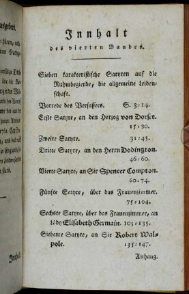 Innhalt des vierten Bandes.