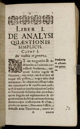 Liber I. De Analysi Quæstionis Simplicis.
