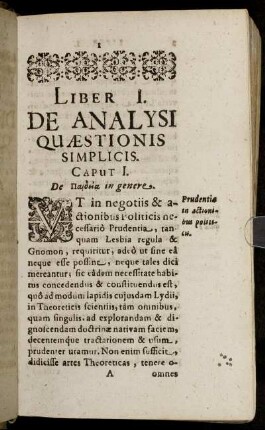 Liber I. De Analysi Quæstionis Simplicis.