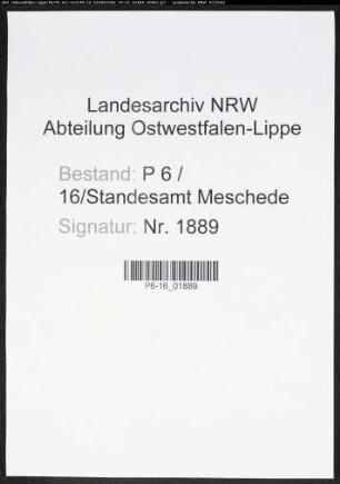 Heiratsregister Standesamt Meschede