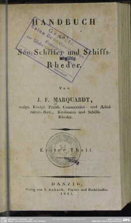 1: Handbuch für See-Schiffer und Schiffs-Rheder