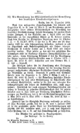 Die Anrechnung der Militärdienstzeit bei Bemessung der staatlichen Dienstalterszulagen : [F. Oeffentliches Volksschulwesen]