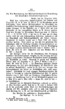 Die Anrechnung der Militärdienstzeit bei Bemessung der staatlichen Dienstalterszulagen : [F. Oeffentliches Volksschulwesen]