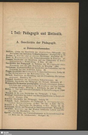 I. Teil: Pädagogik und Methodik