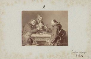 Gemälde von 3 Mönchen beim Trinken