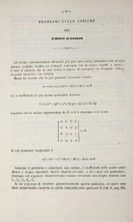 Problemi sulle coniche.