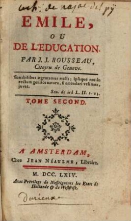 Émile Ou De L'Éducation, 2