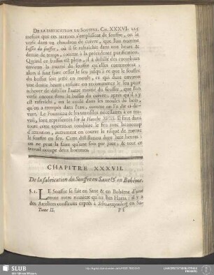 Chapitre XXXVII. De la fabrication du Souffre en Saxe & en Bohême