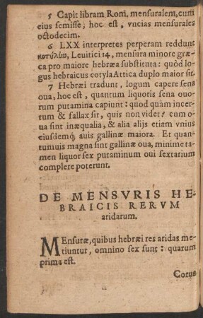 De Mensuris Hebraicis Rerum aridarum.