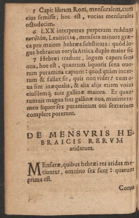De Mensuris Hebraicis Rerum aridarum.