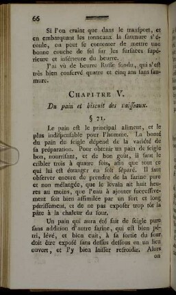 Chapitre V. Du pain et biscuit des vaisseaux.