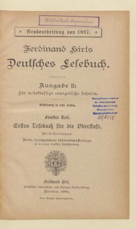 Teil 5, [Schülerband]: Erstes Lesebuch für die Oberstufe