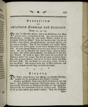 Evangelium am achtzehnten Sonntage nach Trinitatis. - Evangelium am neunzehnten Sonntage nach Trinitatis.