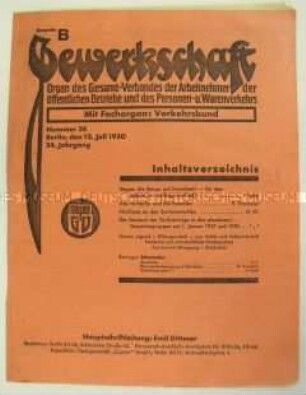 Mitteilungsblatt der Gewerkschaften des öffentlichen Dienstes "Gewerkschaft" u.a. zum Gesundheitswesen