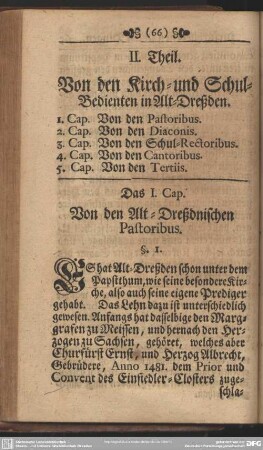 II. Theil. Von den Kirch- und Schul-Bedienten in Alt-Dreßden