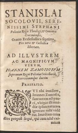 Stanislai Socolovii ... Oratio Ecclesiastica septima.