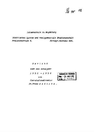 1936/37: Bericht über das Schuljahr ... - 1935/36