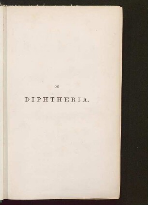 On diphtheria