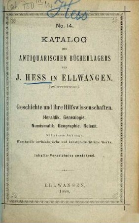 Katalog. 14. 1886