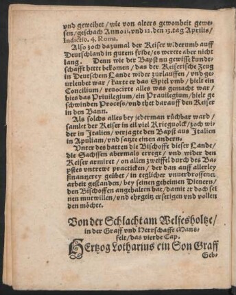 Von der Schlacht am Welfesholtze/ in der Graff und Herrschafft Mansfelt/ das vierde Cap.