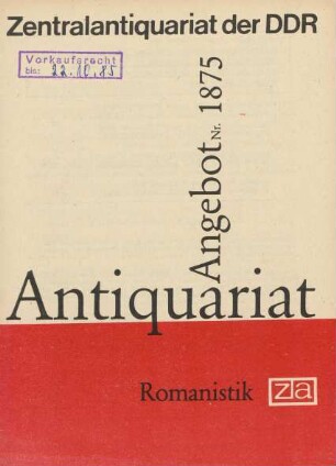 Nr. 1875: Romanistik