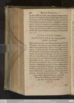 Epist. LXXVI. Leodium. Aloysio Carafae, Nuncio Apostolico, Episcopo Tricaricensi.
