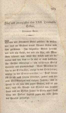Fünf und zwanzigster oder XXII. TrinitatisSektor. Ottomars Brief