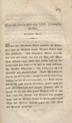 Fünf und zwanzigster oder XXII. TrinitatisSektor. Ottomars Brief