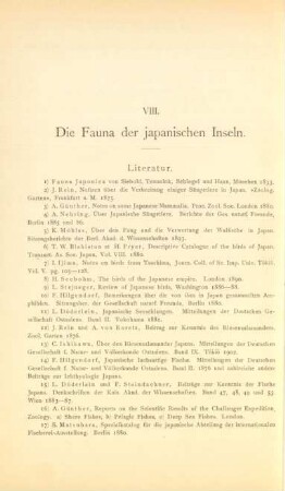 VIII. Die Fauna der japanischen Inseln