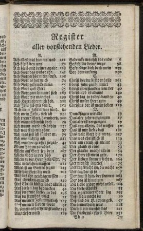Register aller vorstehenden Lieder.
