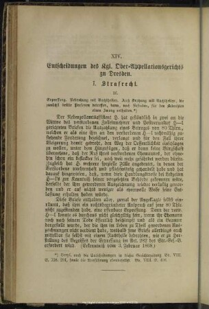 XIV. Entscheidungen des Kgl. Ober-Appellationsgerichts zu Dresden