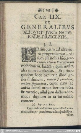 Cap. IIX. De Generalibus Aliquot Iuris Naturalis Praeceptis