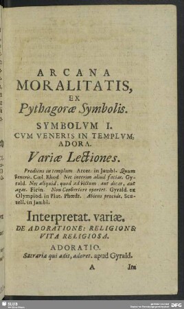 Symbolum I. Cum Veneris In Templum, Adora