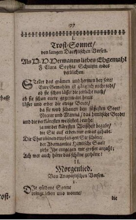 II. Morgenlied. Von Anapästischen Versen