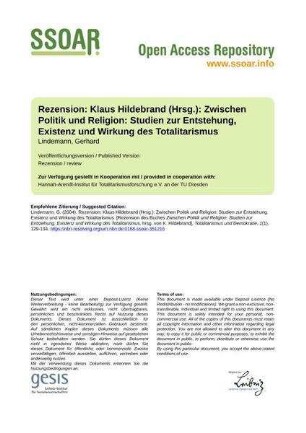 Rezension: Klaus Hildebrand (Hrsg.): Zwischen Politik und Religion: Studien zur Entstehung, Existenz und Wirkung des Totalitarismus