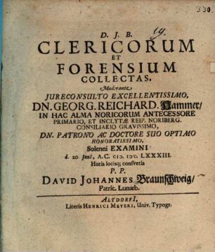 Clericorum Et Forensium Collectas