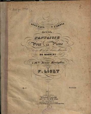 La Sérenata e l'orgia : grande fantaisie pour le piano : sur des motifs des soirées musicales de Rossini : dédiée à Mme Jenny Montgolfier : op. 8, No. 1