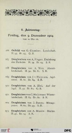 II. Auktionstag: Freitag, den 9. Dezember 1904 von 10 Uhr ab (Nr. 266-314)