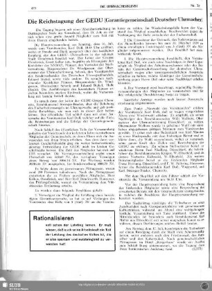 Die Reichstagung der GEDU (Garantiegemeinschaft Deutscher Uhrmacher)