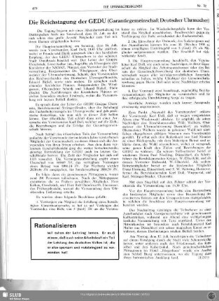 Die Reichstagung der GEDU (Garantiegemeinschaft Deutscher Uhrmacher)